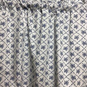 Handmade Navy Blue Floral Trellis Cotton Valance , 42 x 15 inches